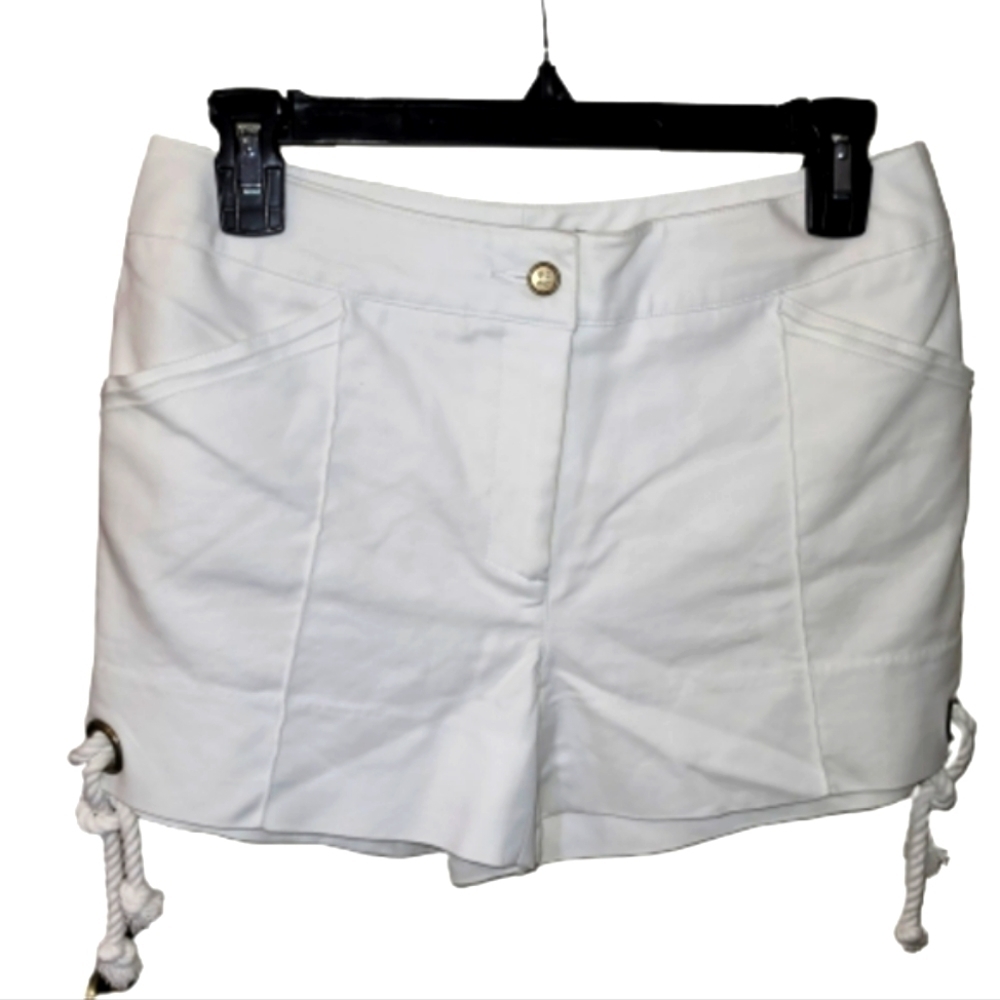 Camille LA VIE shorts white rivets rope ties nautical minimalist resort wear Mob